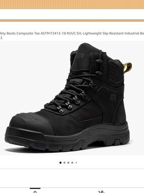 NWT, ROCKROOSTER Men's Black Work Safety Boot, Size 11.5